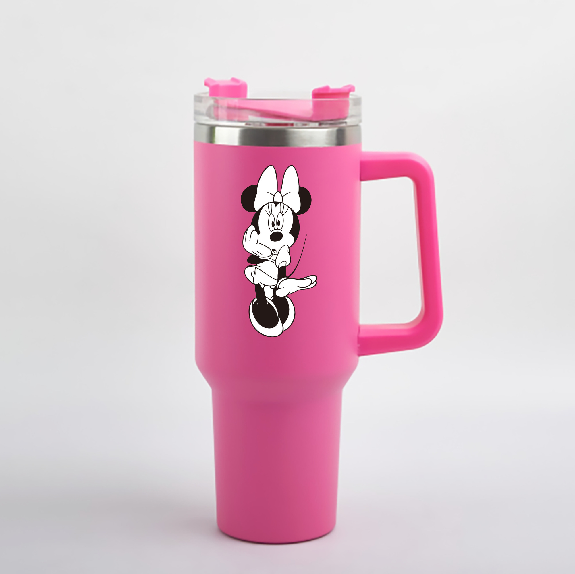 （画像用） ミッキーマウス Mickey Mouse 1200mL車用タンブラー - クリスタルステッカー（プラスチックストロー付き）